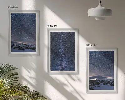 Juego de 3 cuadros diseño de estrellas y montañas bajo el cielo nocturno