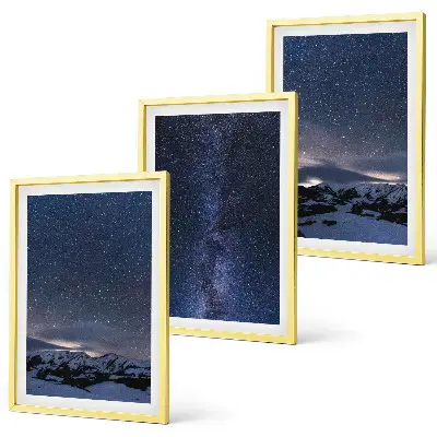 Juego de 3 cuadros diseño de estrellas y montañas bajo el cielo nocturno