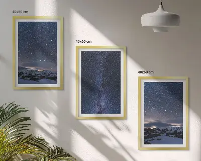 Juego de 3 cuadros diseño de estrellas y montañas bajo el cielo nocturno