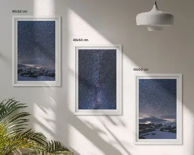 Juego de 3 cuadros diseño de estrellas y montañas bajo el cielo nocturno