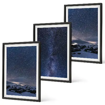 Juego de 3 cuadros diseño de estrellas y montañas bajo el cielo nocturno