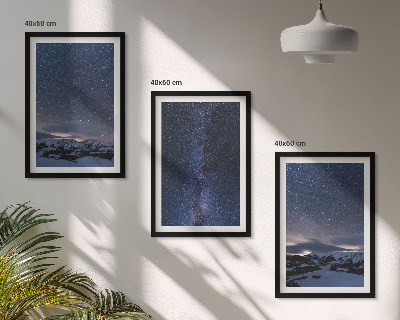 Juego de 3 cuadros cielo nocturno montañas estrellas