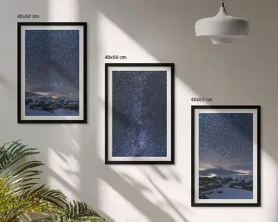 Juego de 3 cuadros diseño de estrellas y montañas bajo el cielo nocturno