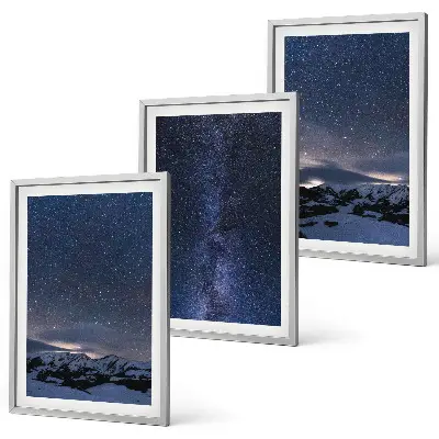 Juego de 3 cuadros diseño de estrellas y montañas bajo el cielo nocturno