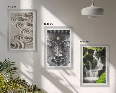 Cuadros decorativos zen de Buda juego de 3 piezas con cascada y piedras