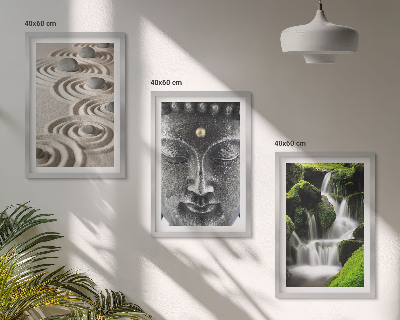 Juego de 3 cuadros La paz de las piedras de la cascada zen de Buda