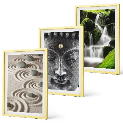 Cuadros decorativos zen de Buda juego de 3 piezas con cascada y piedras