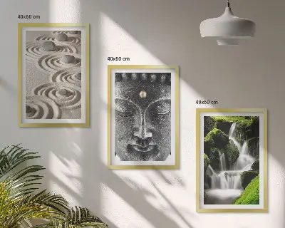 Cuadros decorativos zen de Buda juego de 3 piezas con cascada y piedras