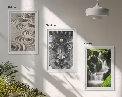 Cuadros decorativos zen de Buda juego de 3 piezas con cascada y piedras