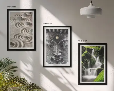 Cuadros decorativos zen de Buda juego de 3 piezas con cascada y piedras