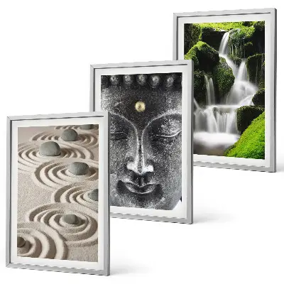 Cuadros decorativos zen de Buda juego de 3 piezas con cascada y piedras