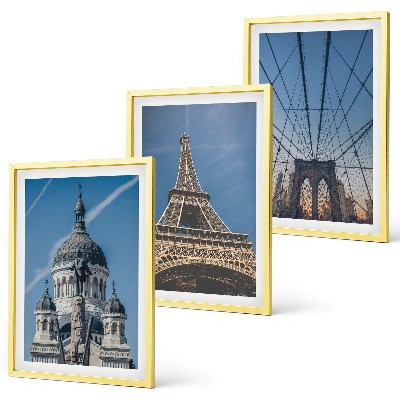 Set de 3 cuadros para salón Vistas de edificios de ciudades de todo el mundo.