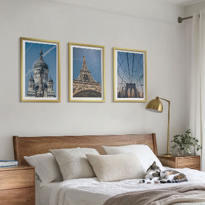 Set de 3 cuadros para salón Vistas de edificios de ciudades de todo el mundo.