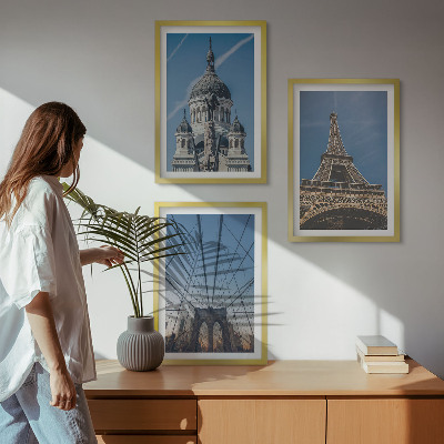 Set de 3 cuadros para salón Vistas de edificios de ciudades de todo el mundo.