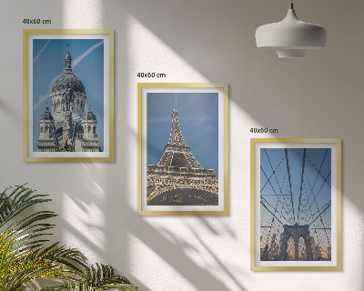 Set de 3 cuadros para salón Vistas de edificios de ciudades de todo el mundo.