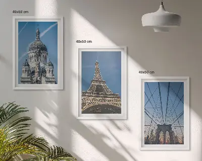 Set de 3 cuadros para salón con vistas de edificios de ciudades de todo el mundo