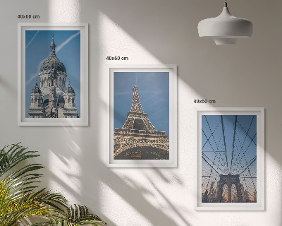 Set de 3 cuadros para salón Vistas de edificios de ciudades de todo el mundo.