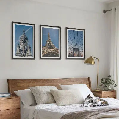 Set de 3 cuadros para salón con vistas de edificios de ciudades de todo el mundo