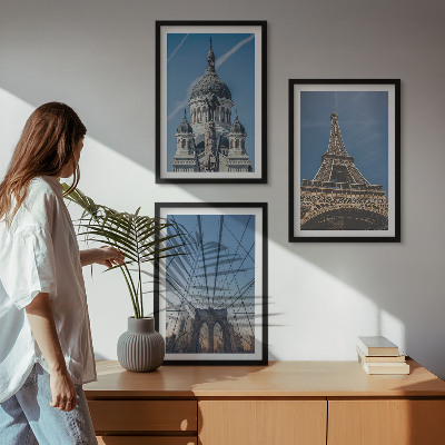 Set de 3 cuadros para salón Vistas de edificios de ciudades de todo el mundo.