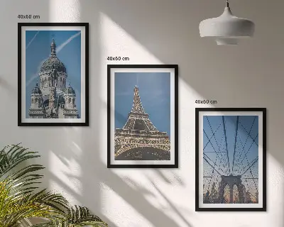 Set de 3 cuadros para salón con vistas de edificios de ciudades de todo el mundo