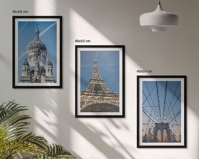 Set de 3 cuadros para salón Vistas de edificios de ciudades de todo el mundo.