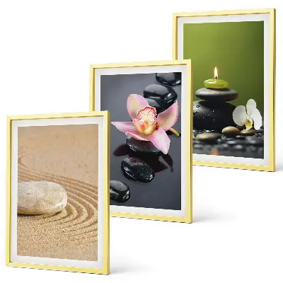 Juego de 3 cuadros con motivos relajantes de piedras zen