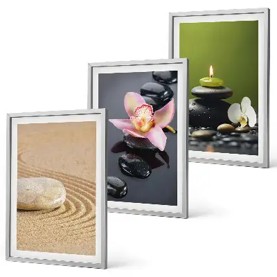 Juego de 3 cuadros con motivos relajantes de piedras zen