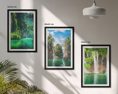 Set de 3 cuadros para salón Paisajes verdes y cascadas