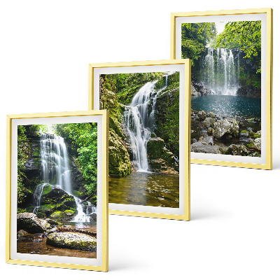 Set de 3 cuadros para salón Cascadas y entorno verde
