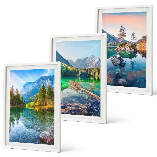 Juego de 3 cuadros de paisaje natural de lagos de montaña
