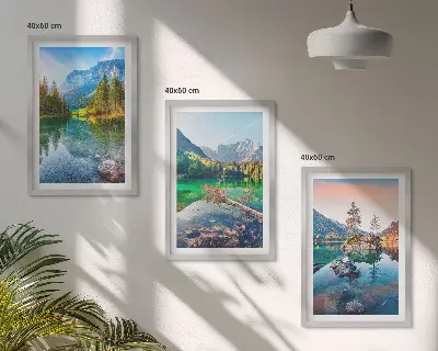 Juego de 3 cuadros de paisaje natural de lagos de montaña