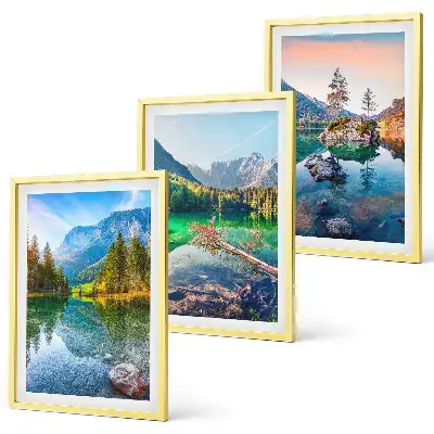 Juego de 3 cuadros de paisaje natural de lagos de montaña