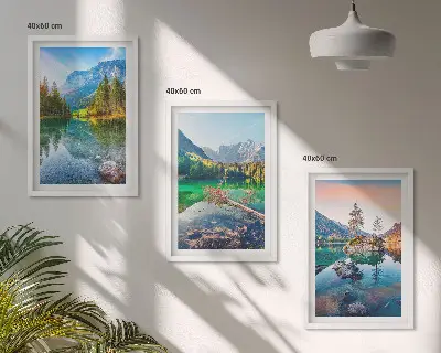 Juego de 3 cuadros de paisaje natural de lagos de montaña
