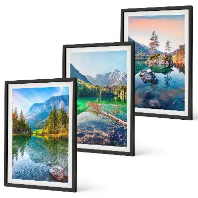 Juego de 3 cuadros de paisaje natural de lagos de montaña