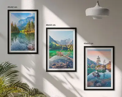 Juego de 3 cuadros de paisaje natural de lagos de montaña