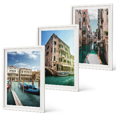 Set de 3 cuadros para salón arquitectura de los canales de Venecia