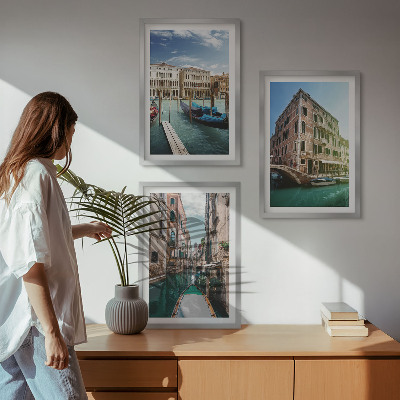 Set de 3 cuadros para salón arquitectura de los canales de Venecia