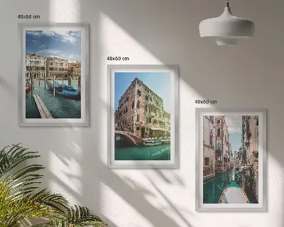 Set de 3 cuadros para salón con diseño de la arquitectura de los canales de Venecia