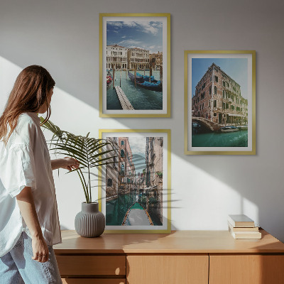 Set de 3 cuadros para salón arquitectura de los canales de Venecia