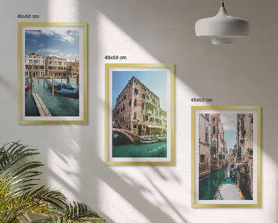 Set de 3 cuadros para salón arquitectura de los canales de Venecia