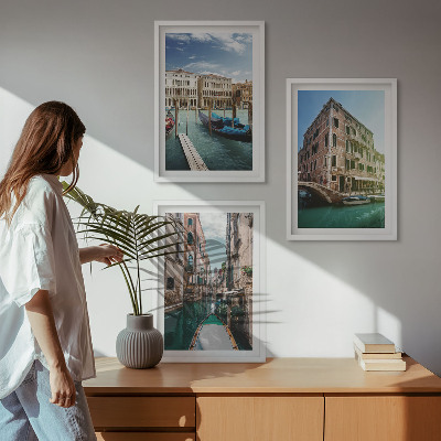 Set de 3 cuadros para salón arquitectura de los canales de Venecia