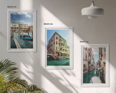Set de 3 cuadros para salón arquitectura de los canales de Venecia