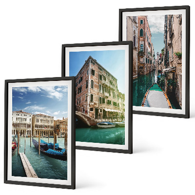 Set de 3 cuadros para salón arquitectura de los canales de Venecia