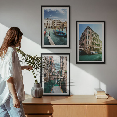 Set de 3 cuadros para salón arquitectura de los canales de Venecia