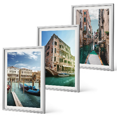 Set de 3 cuadros para salón arquitectura de los canales de Venecia