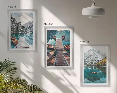 Juego de cuadros de lago, puentes y montañas conjunto de 3 piezas