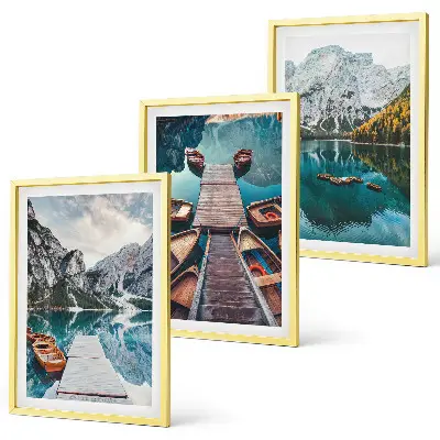 Juego de cuadros de lago, puentes y montañas conjunto de 3 piezas