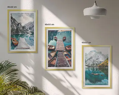 Juego de cuadros de lago, puentes y montañas conjunto de 3 piezas