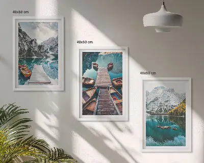 Juego de cuadros de lago, puentes y montañas conjunto de 3 piezas