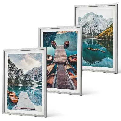 Juego de cuadros de lago, puentes y montañas conjunto de 3 piezas